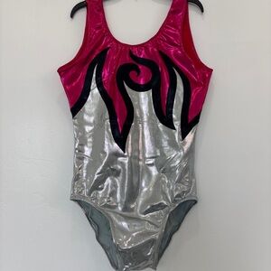 Dreamlight Men’s Gymnastics Leotard – Cherry / Silver Mystique – Adult Large